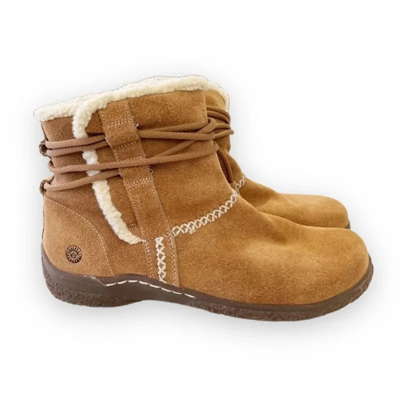 Earth Paula II Brown Suede Wrap Boot Faux Shearling Women’s‎ Size 10 Winter Warm - Picture 1 of 11